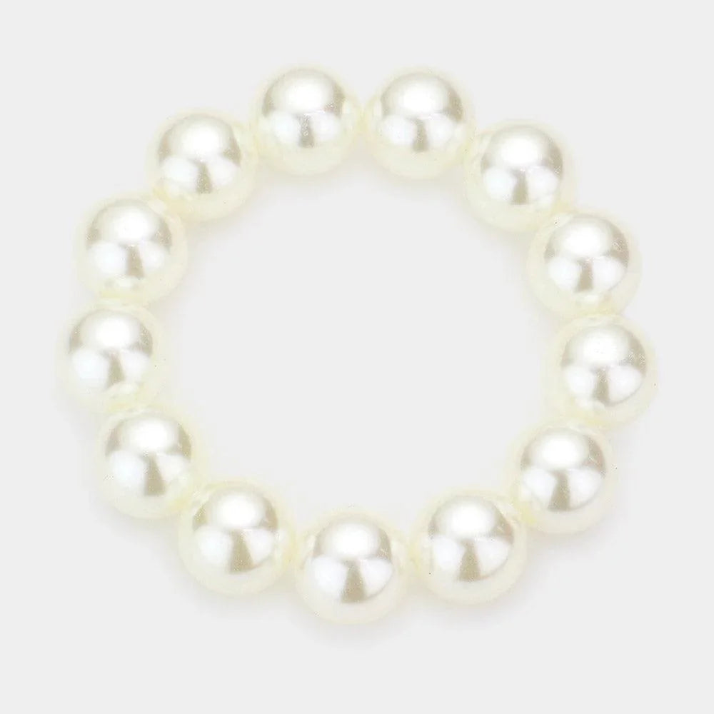 Cream Pearl Stretch Bracelet - Jewelry Store by Erik Rayo