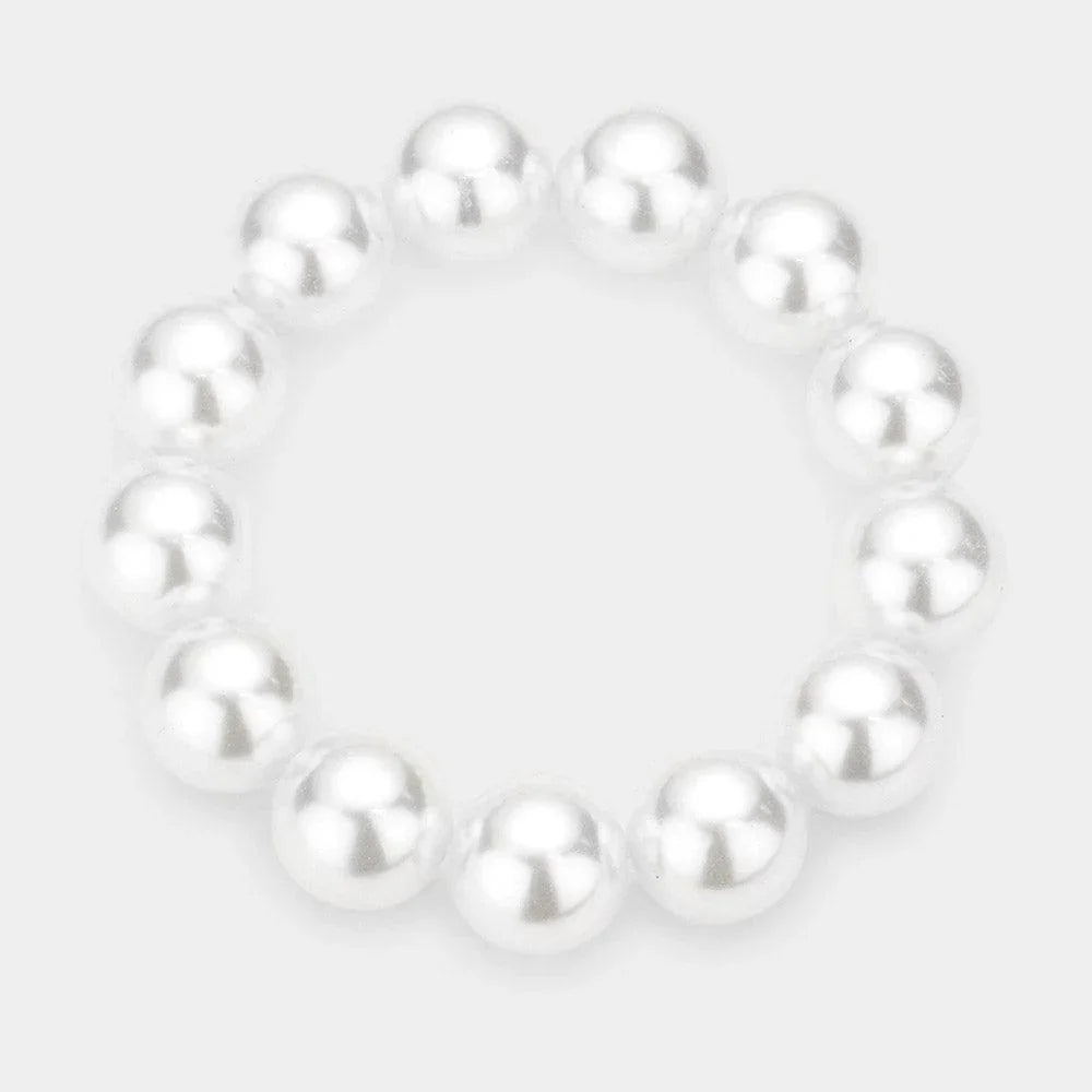 White Pearl Stretch Bracelet - Jewelry Store by Erik Rayo