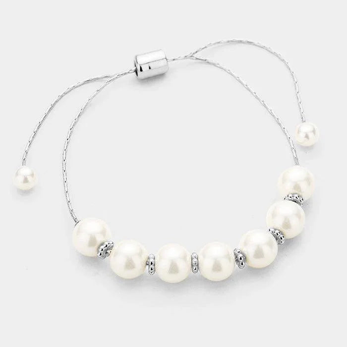 White Pearl Cinch Bracelet - Jewelry Store by Erik Rayo