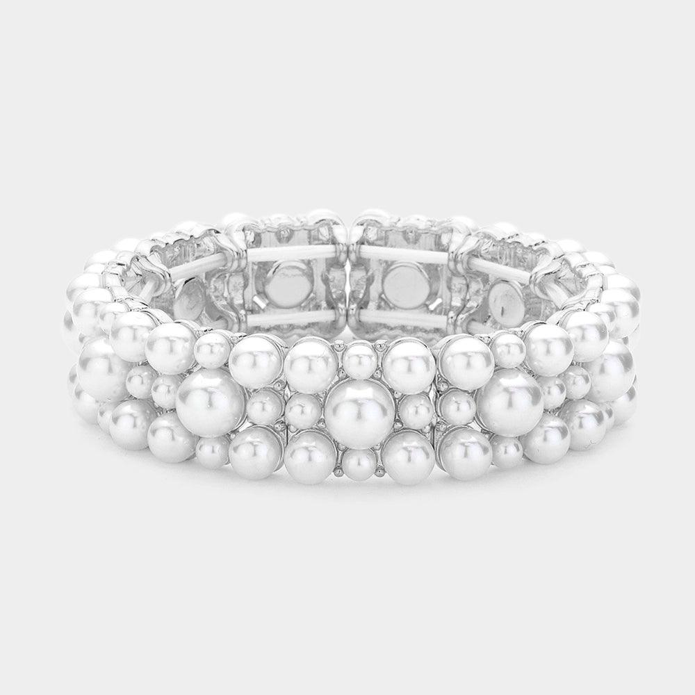 Silver Pearl Stretch Bracelet