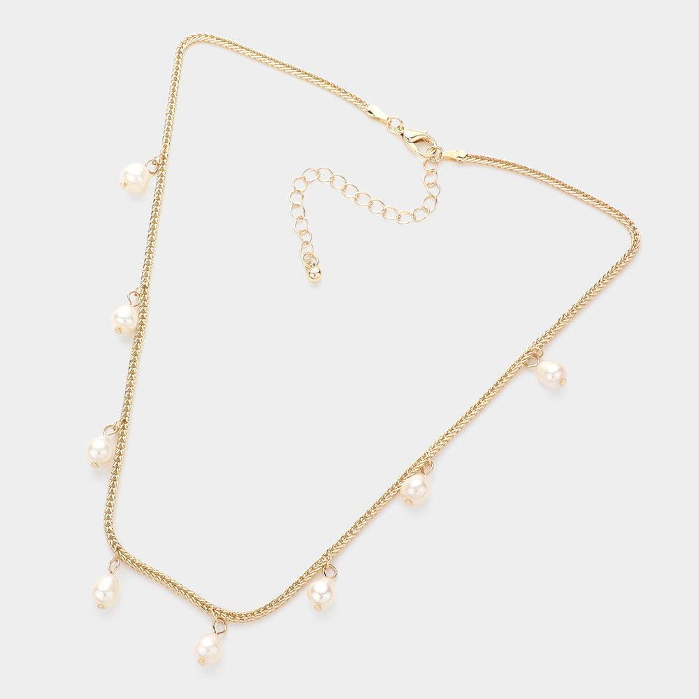 Gold Pearl Station Necklace - Jewelry Store by Erik Rayo