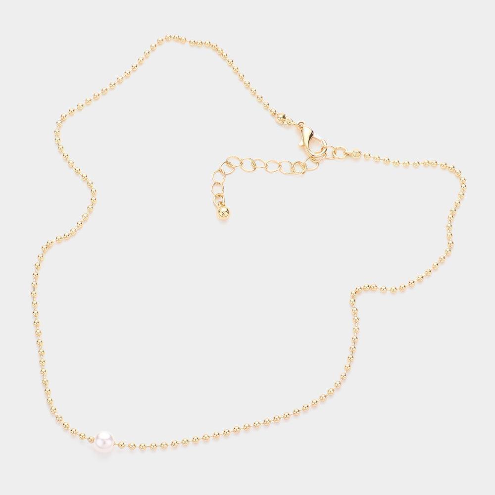 Gold Pearl Accented Metal Ball Necklace - Jewelry Store by Erik Rayo