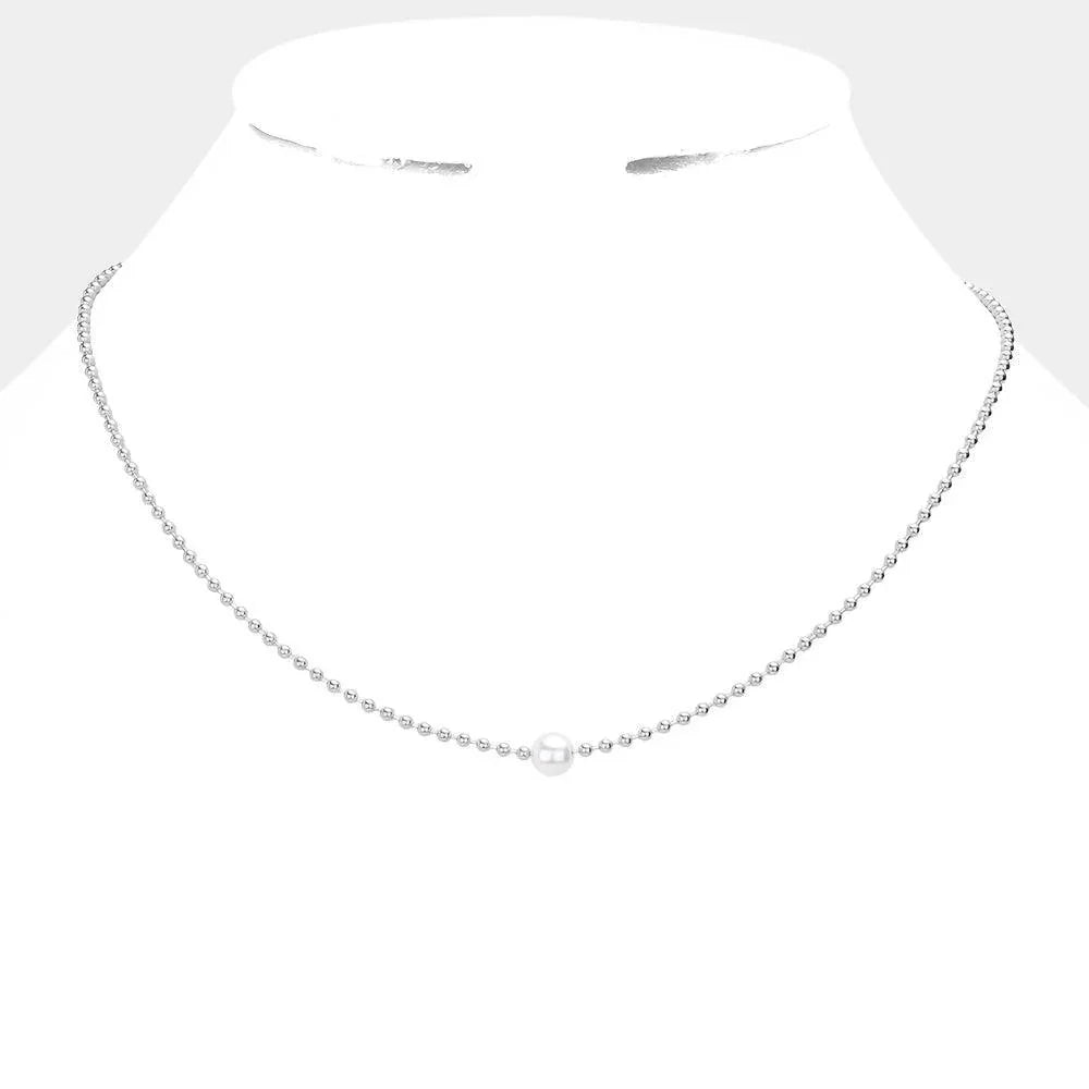 Pearl Accented Metal Ball Necklace - Jewelry Store by Erik Rayo