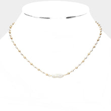 Load image into Gallery viewer, Two Tone Pearl Accented Metal Bead Link Necklace
