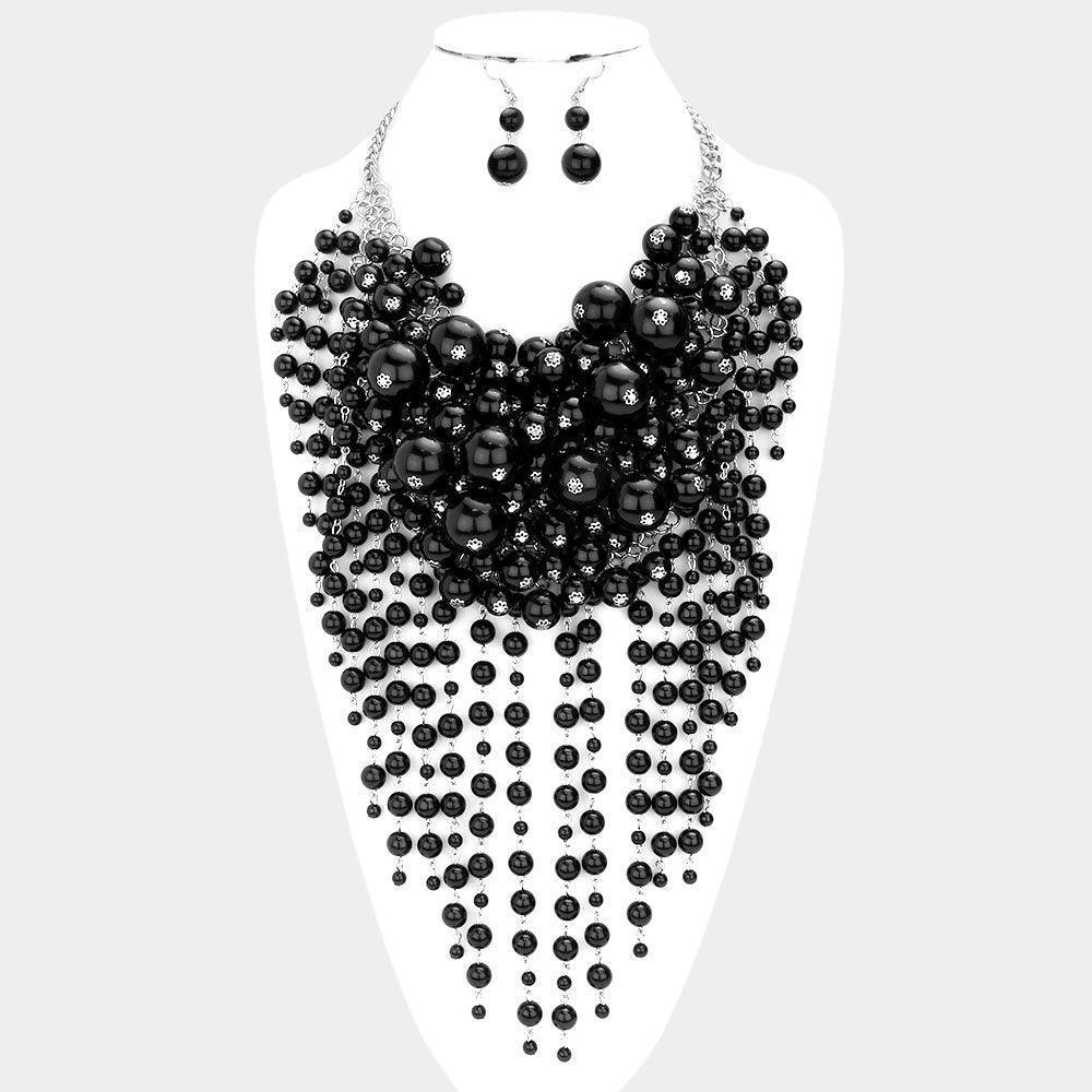 Black Pearl Cluster Statement Necklace - Jewelry Store by Erik Rayo