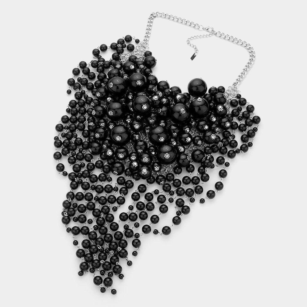 Black Pearl Cluster Statement Necklace - Jewelry Store by Erik Rayo