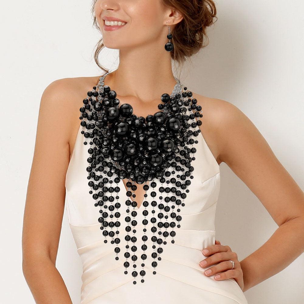 Black Pearl Cluster Statement Necklace - Jewelry Store by Erik Rayo
