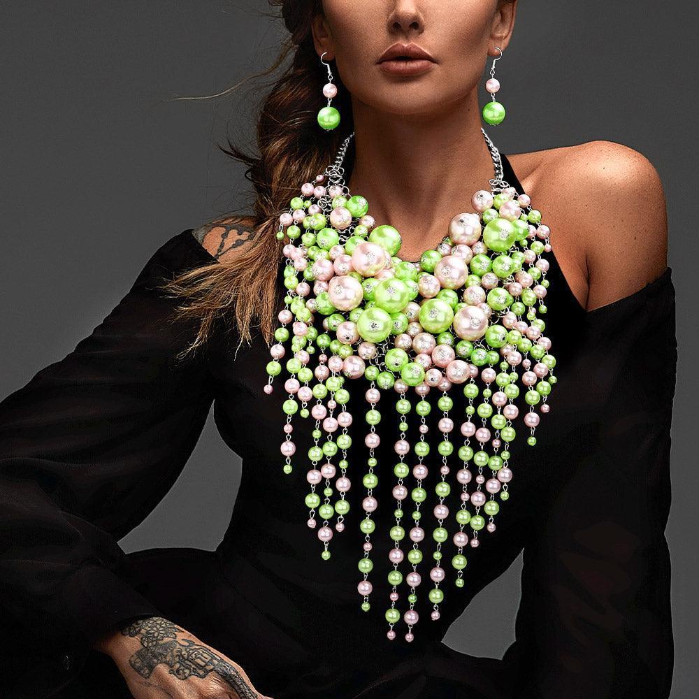 Pink Pearl Cluster Statement Necklace - Jewelry Store by Erik Rayo