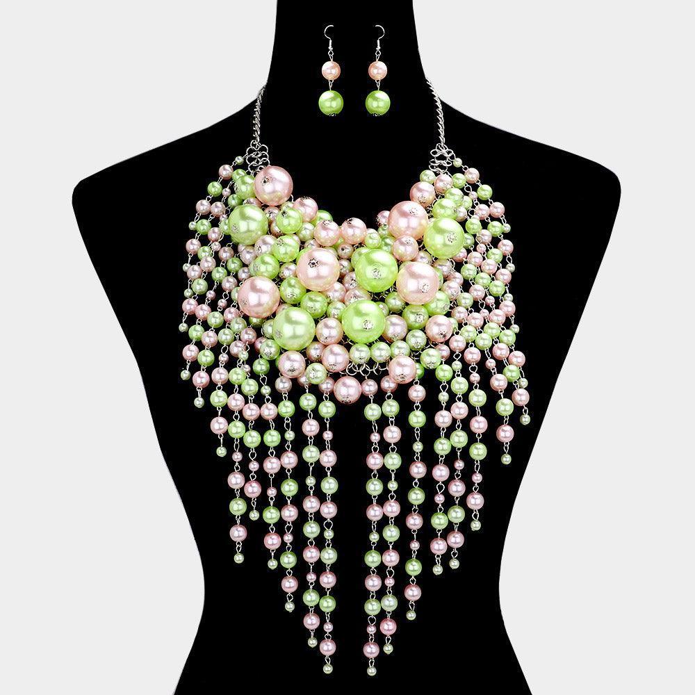 Pink Pearl Cluster Statement Necklace - Jewelry Store by Erik Rayo