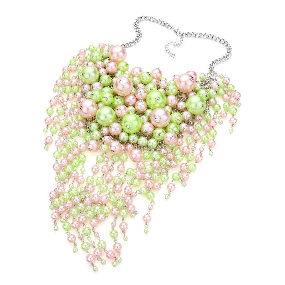 Pink Pearl Cluster Statement Necklace - Jewelry Store by Erik Rayo