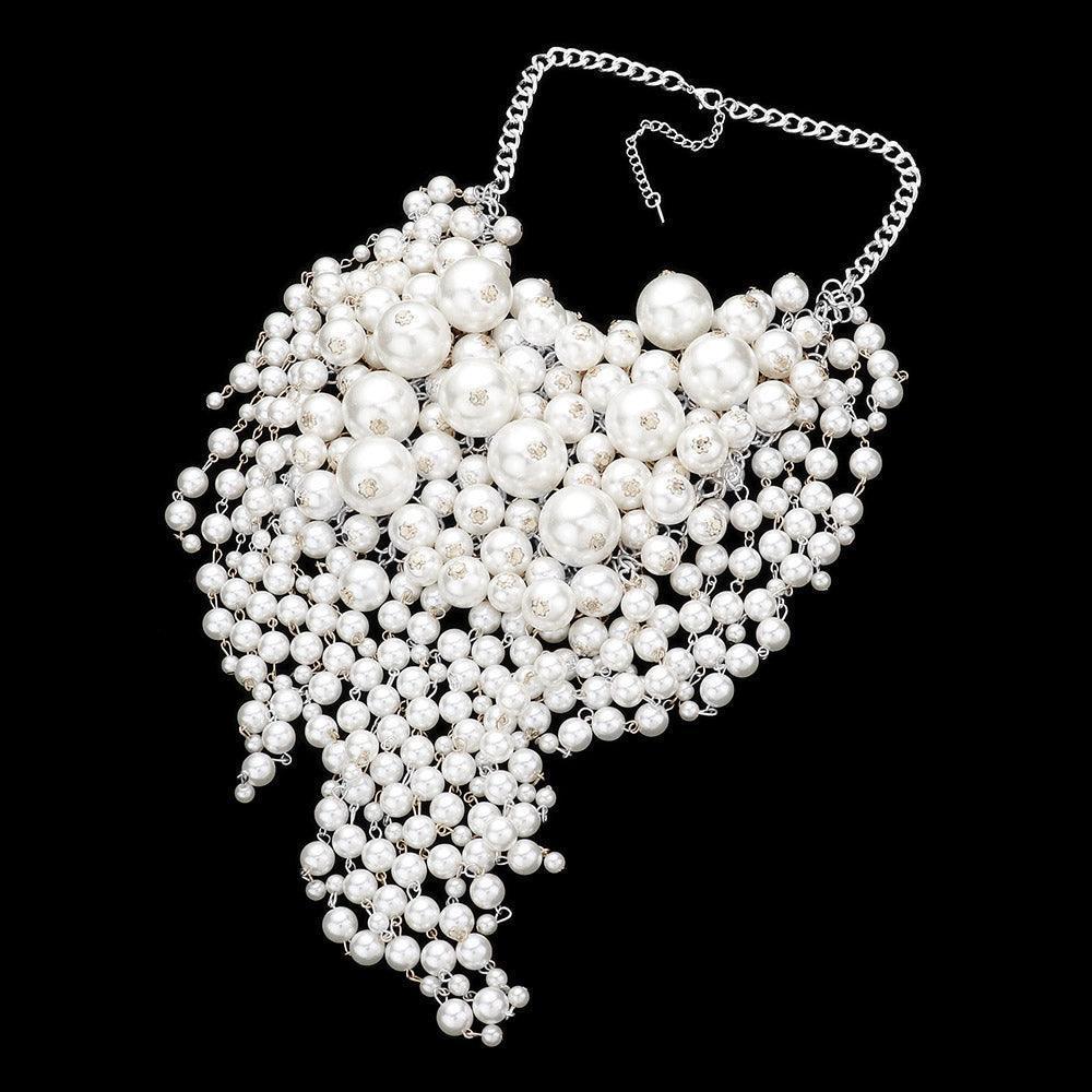 White Pearl Cluster Statement Necklace - Jewelry Store by Erik Rayo