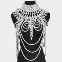 Load image into Gallery viewer, White Draped Pearl Armor Body Chain Necklace
