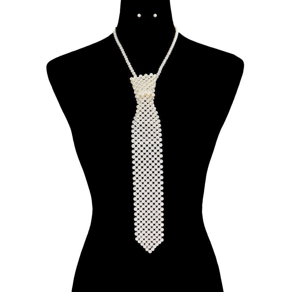 Cream Pearl Neck Tie Necklace - Jewelry Store by Erik Rayo