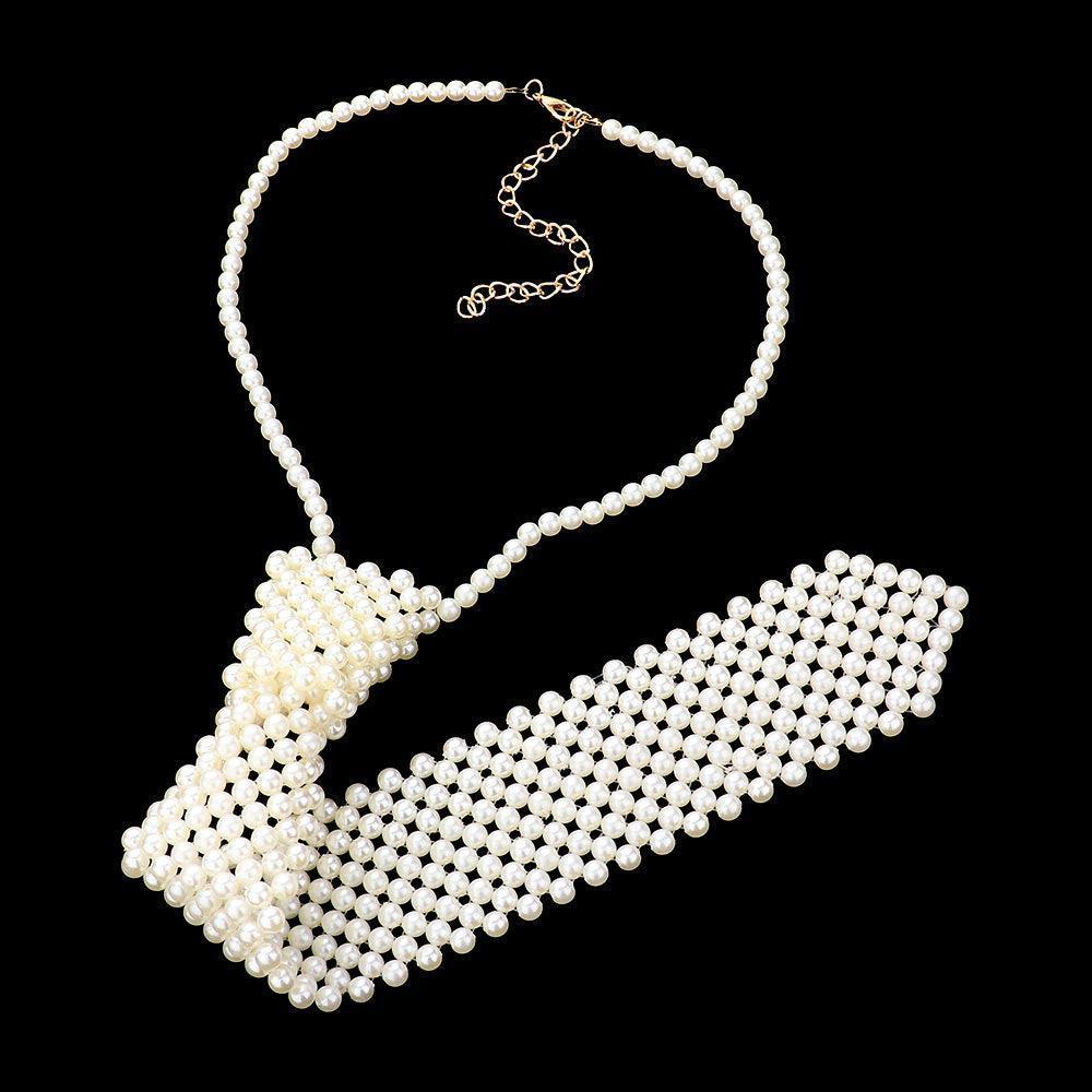 Cream Pearl Neck Tie Necklace - Jewelry Store by Erik Rayo