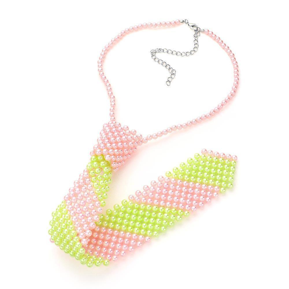 Pink Pearl Neck Tie Necklace - Jewelry Store by Erik Rayo