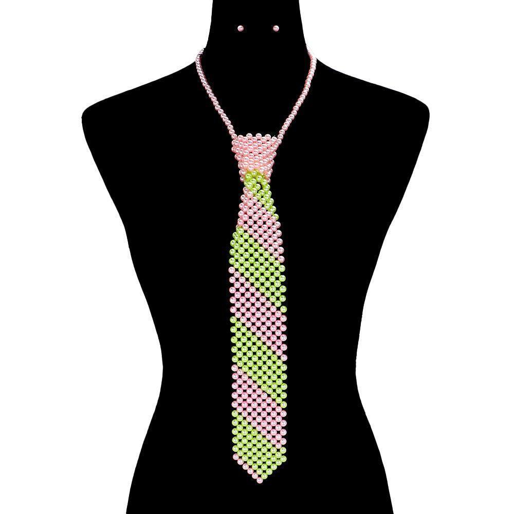 Pink Pearl Neck Tie Necklace - Jewelry Store by Erik Rayo