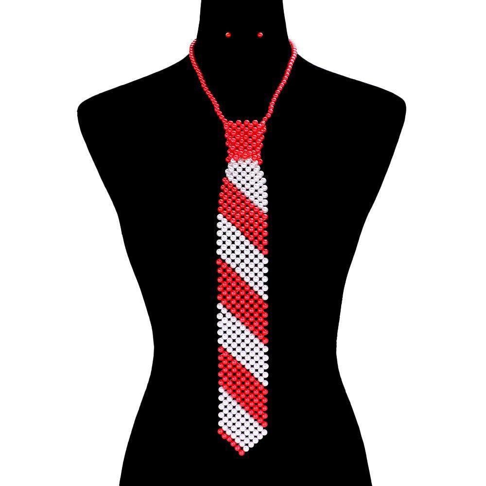 Red Pearl Neck Tie Necklace - Jewelry Store by Erik Rayo