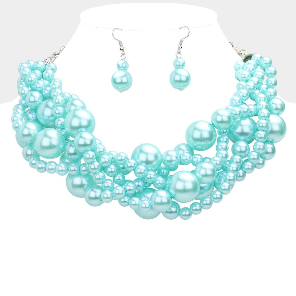 Twisted Multi-Strand Pearl Necklace