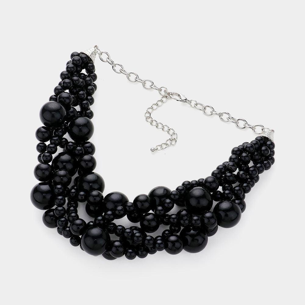 Black Twisted Multi-Strand Pearl Necklace - Jewelry Store by Erik Rayo
