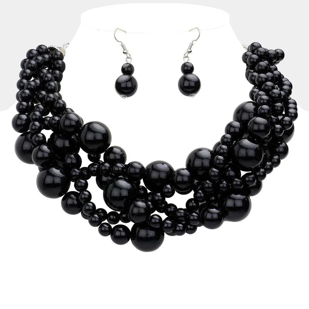 Black Twisted Multi-Strand Pearl Necklace - Jewelry Store by Erik Rayo