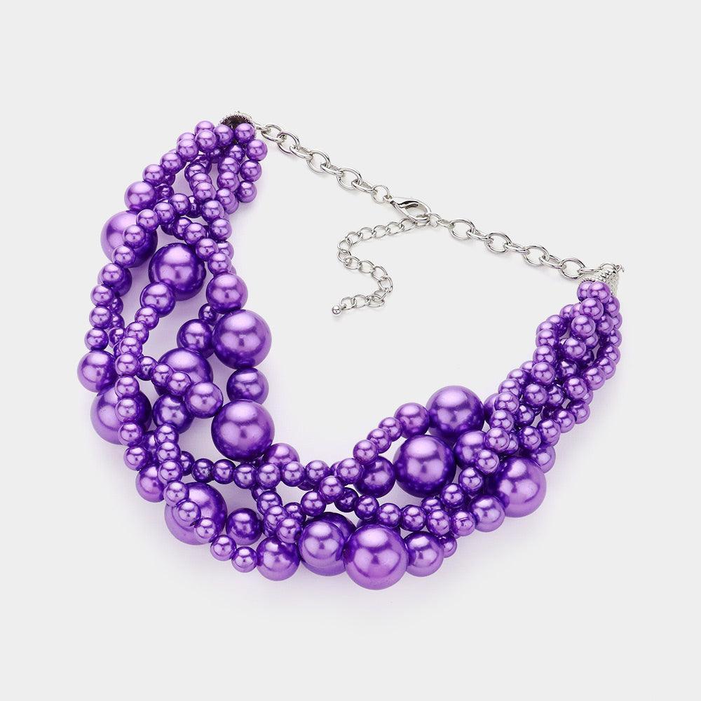 Lavender Twisted Multi-Strand Pearl Necklace - Jewelry Store by Erik Rayo