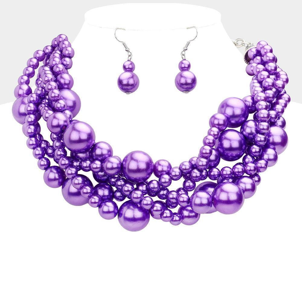 Lavender Twisted Multi-Strand Pearl Necklace - Jewelry Store by Erik Rayo