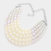Load image into Gallery viewer, White Chunky Multi Strand Pearl Bib Necklace
