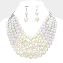 Load image into Gallery viewer, White Chunky Multi Strand Pearl Bib Necklace
