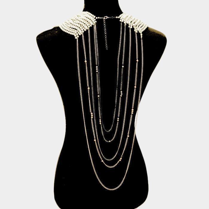 Gold Draped multi-strand pearl bib necklace - Jewelry Store by Erik Rayo
