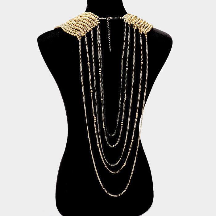 Gold Draped multi-strand pearl bib necklace - Jewelry Store by Erik Rayo