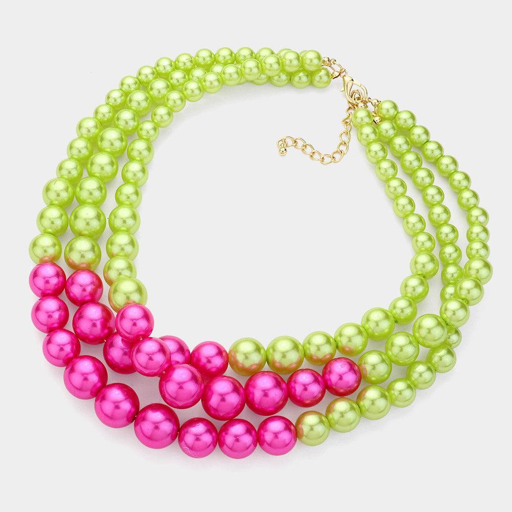 Pink Pearl Layered Chunky Necklace - Jewelry Store by Erik Rayo