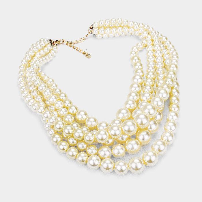 Cream 5-Row Strand Pearl Necklace - Jewelry Store by Erik Rayo
