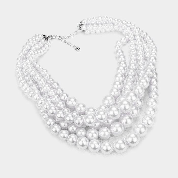 White 5-Row Strand Pearl Necklace - Jewelry Store by Erik Rayo