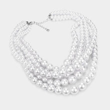 Load image into Gallery viewer, White 5-Row Strand Pearl Necklace
