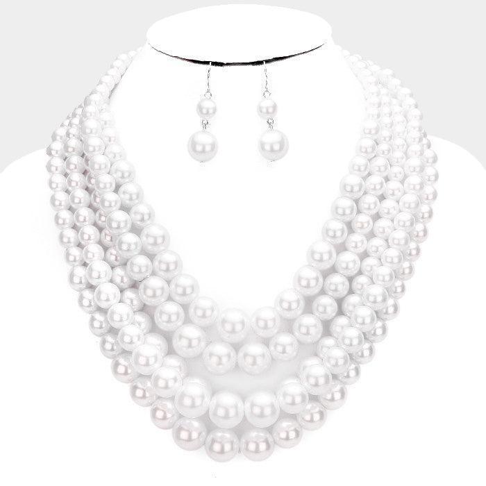 White 5-Row Strand Pearl Necklace - Jewelry Store by Erik Rayo