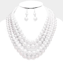 Load image into Gallery viewer, White 5-Row Strand Pearl Necklace
