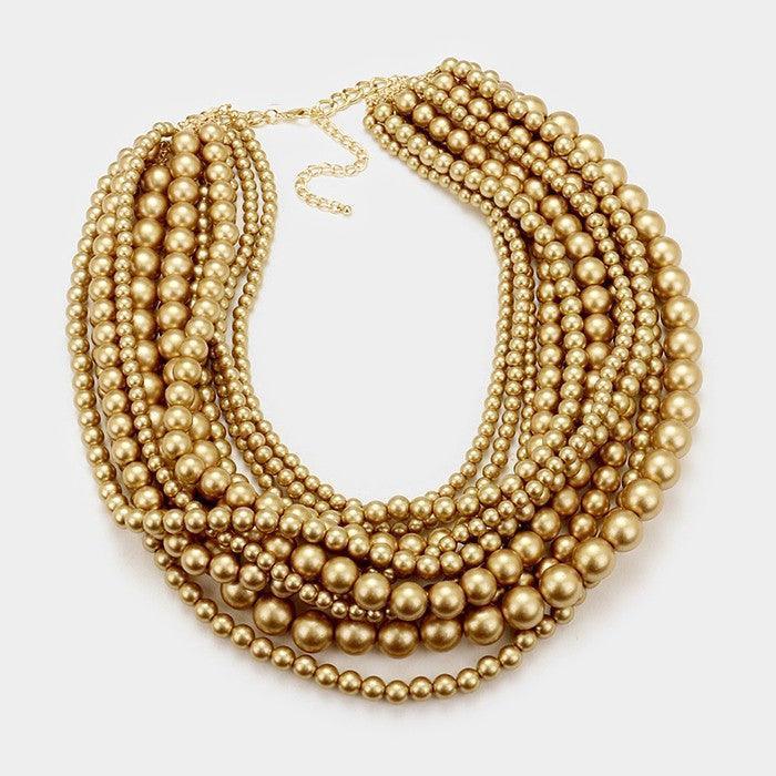 Gold Multi-strand pearl necklace - Jewelry Store by Erik Rayo