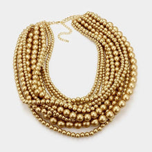 Load image into Gallery viewer, Gold Multi-strand pearl necklace
