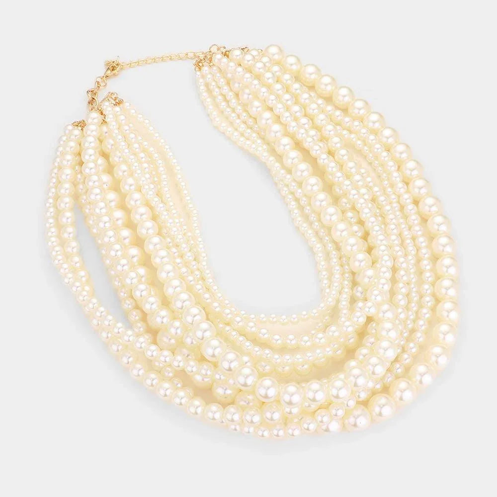 Gold Mixed Pearl Multi Strand Necklace - Jewelry Store by Erik Rayo