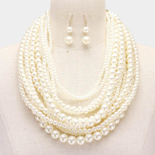 Load image into Gallery viewer, Gold Mixed Pearl Multi Strand Necklace
