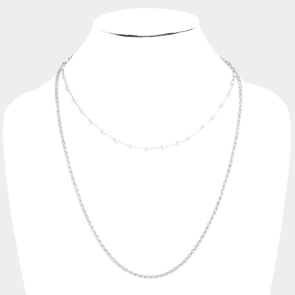 Double Layered Pearl Accented Necklace