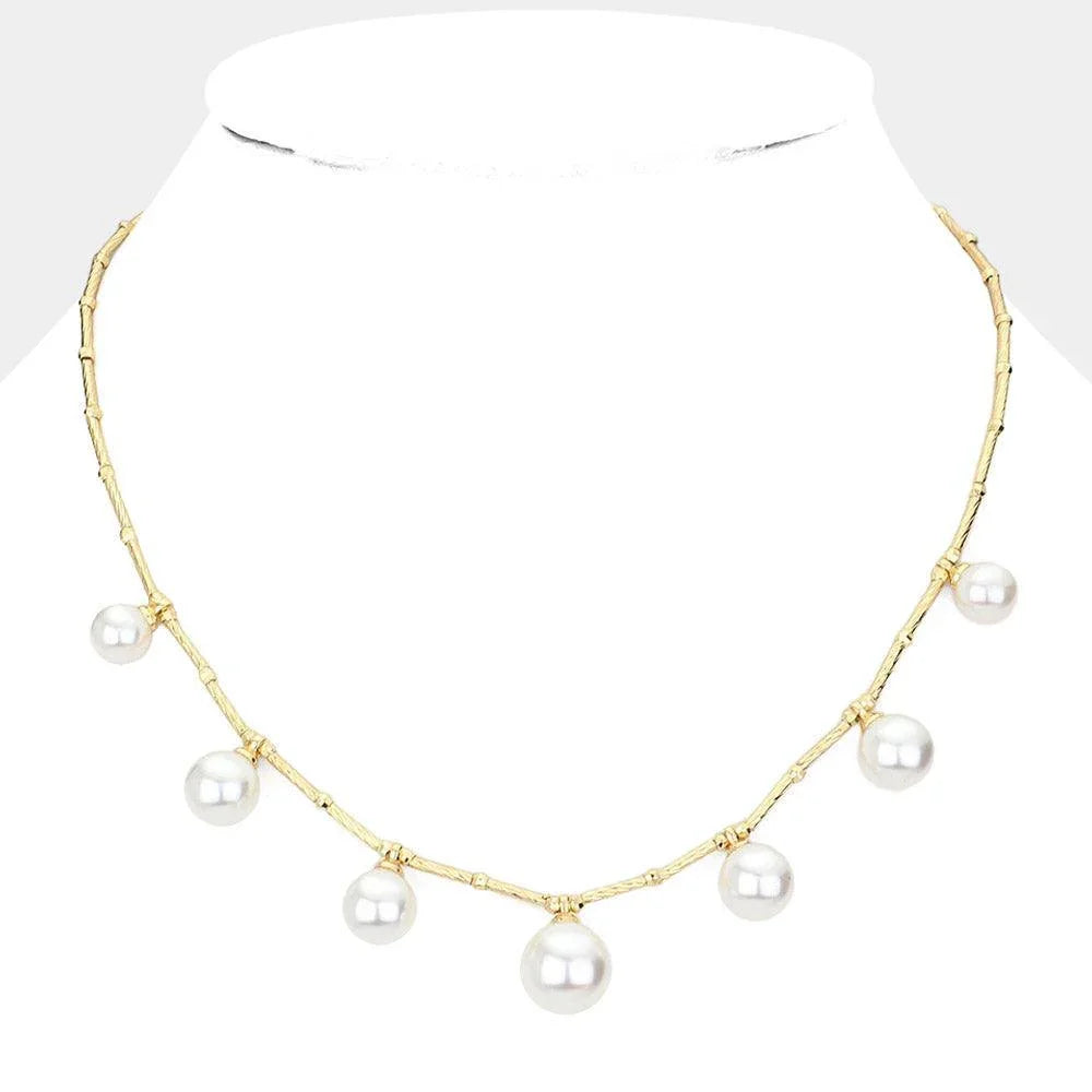 Cream Pearl Station Necklace - Jewelry Store by Erik Rayo