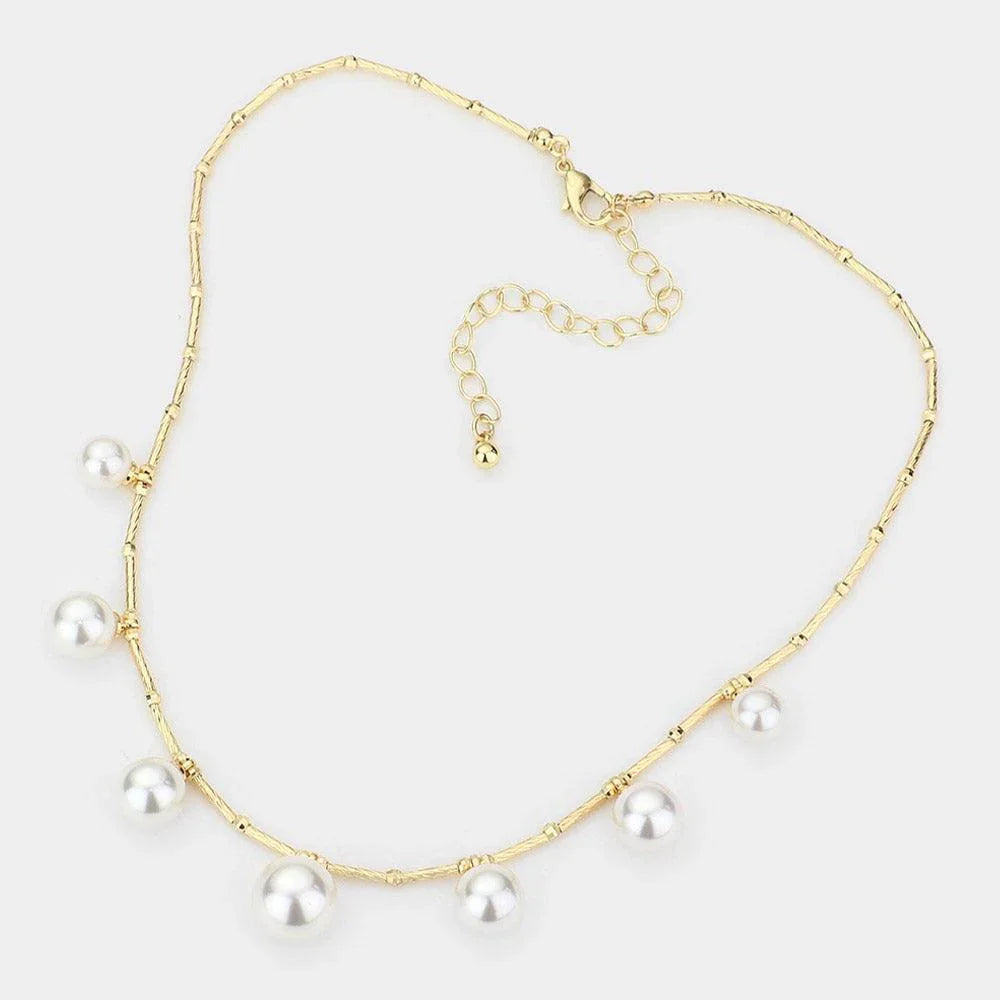 Cream Pearl Station Necklace - Jewelry Store by Erik Rayo