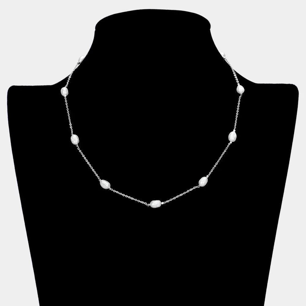Freshwater Pearl Station Necklace - Jewelry Store by Erik Rayo