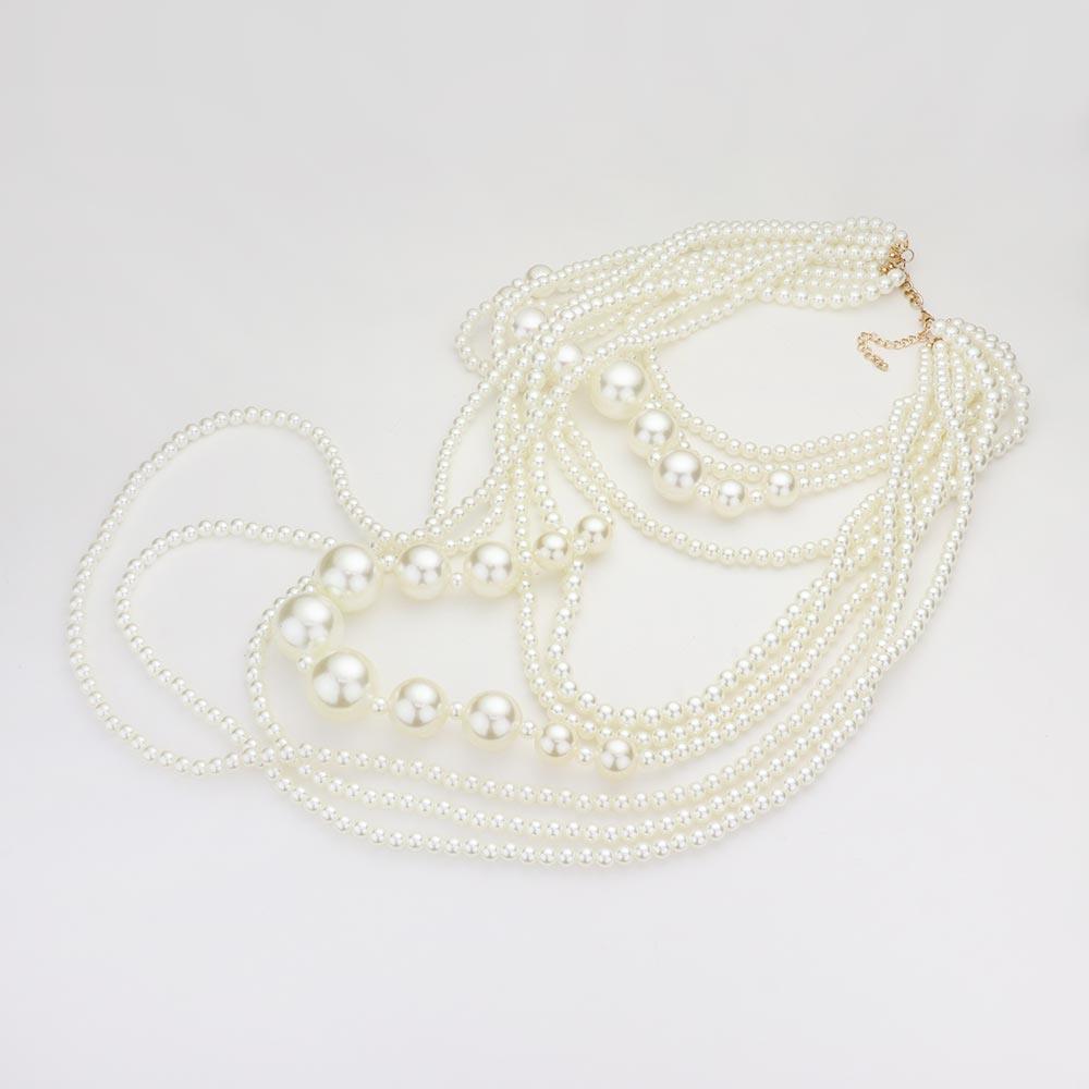 Cream Multi Layered Pearl Bib Necklace - Jewelry Store by Erik Rayo