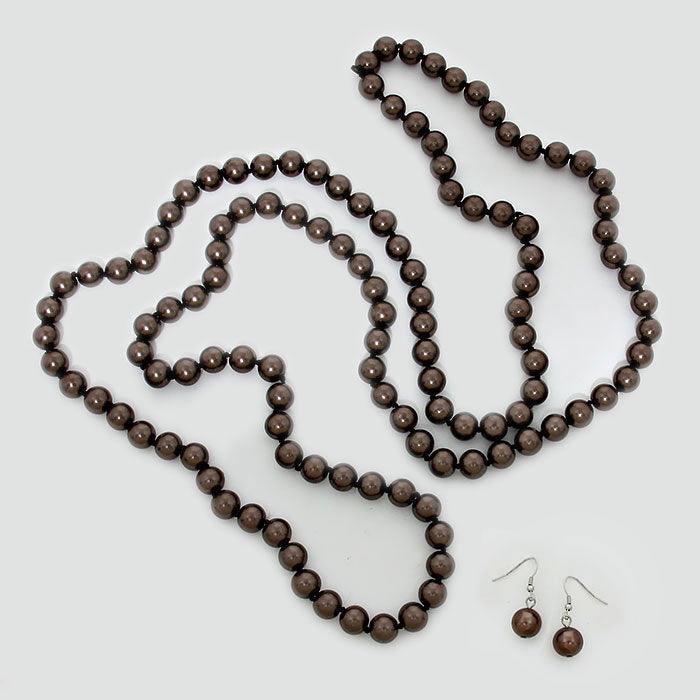 Brown 72" Pearl Long Necklace - Jewelry Store by Erik Rayo