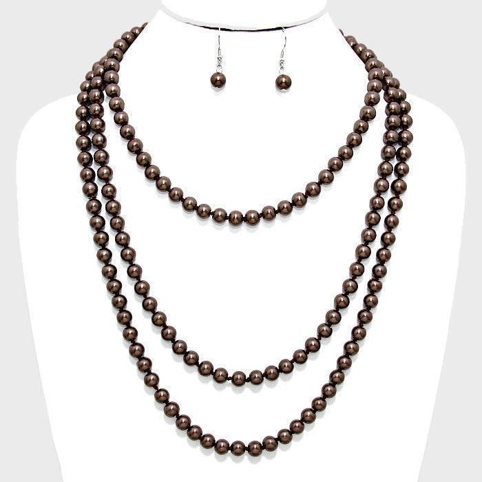 Brown 72" Pearl Long Necklace - Jewelry Store by Erik Rayo