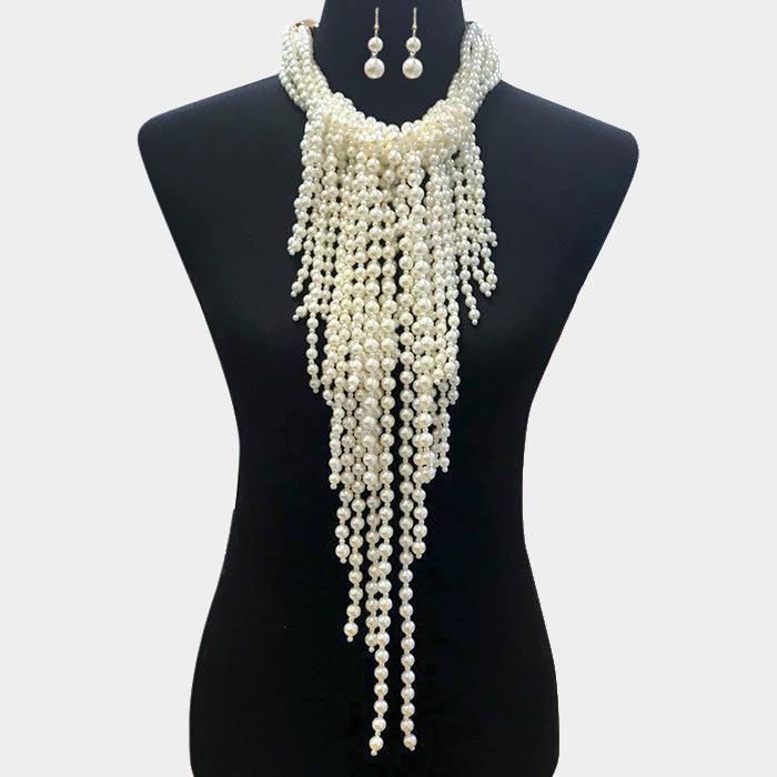 Cream Multi Pearl Strand Statement Necklace - Jewelry Store by Erik Rayo