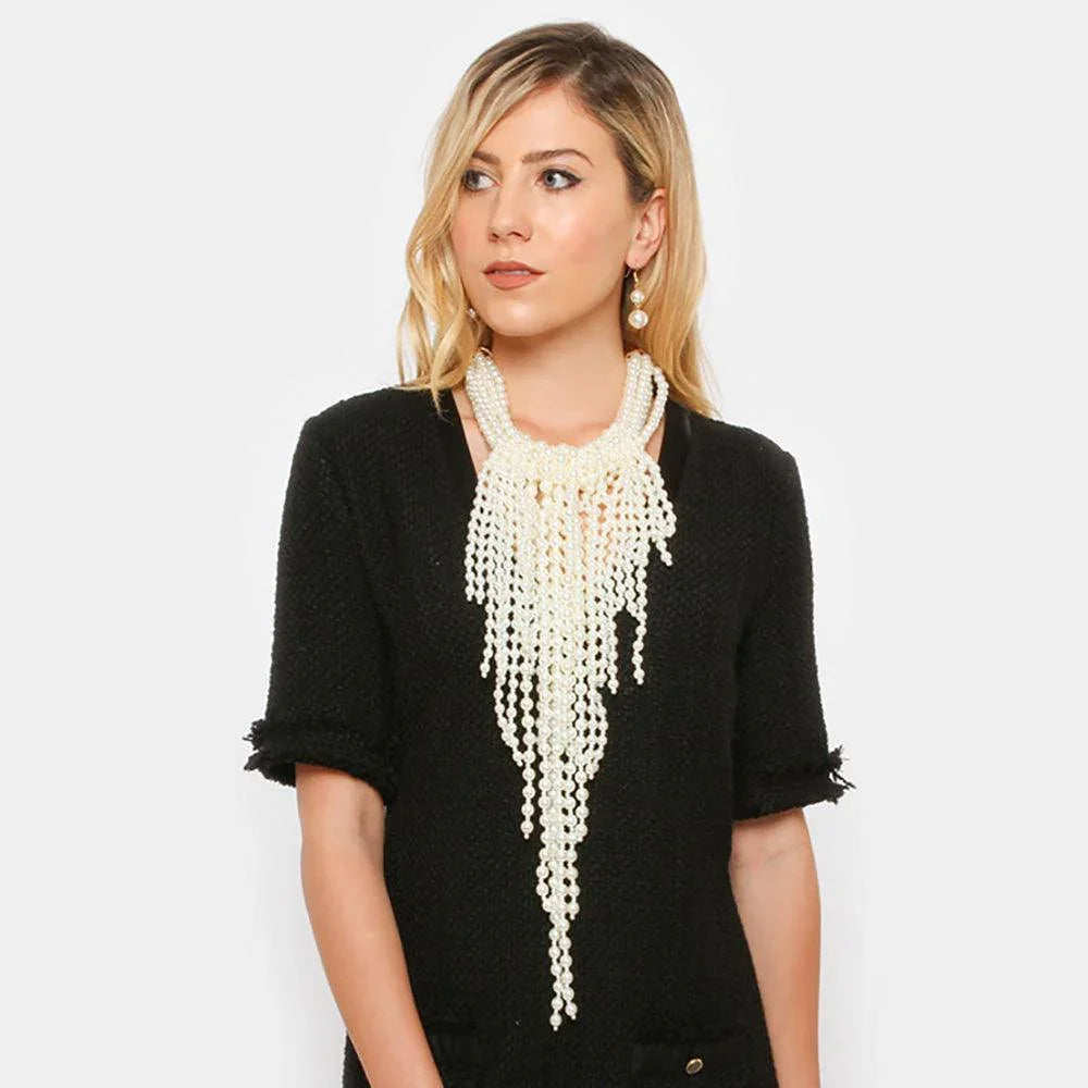 Cream Multi Pearl Strand Statement Necklace - Jewelry Store by Erik Rayo