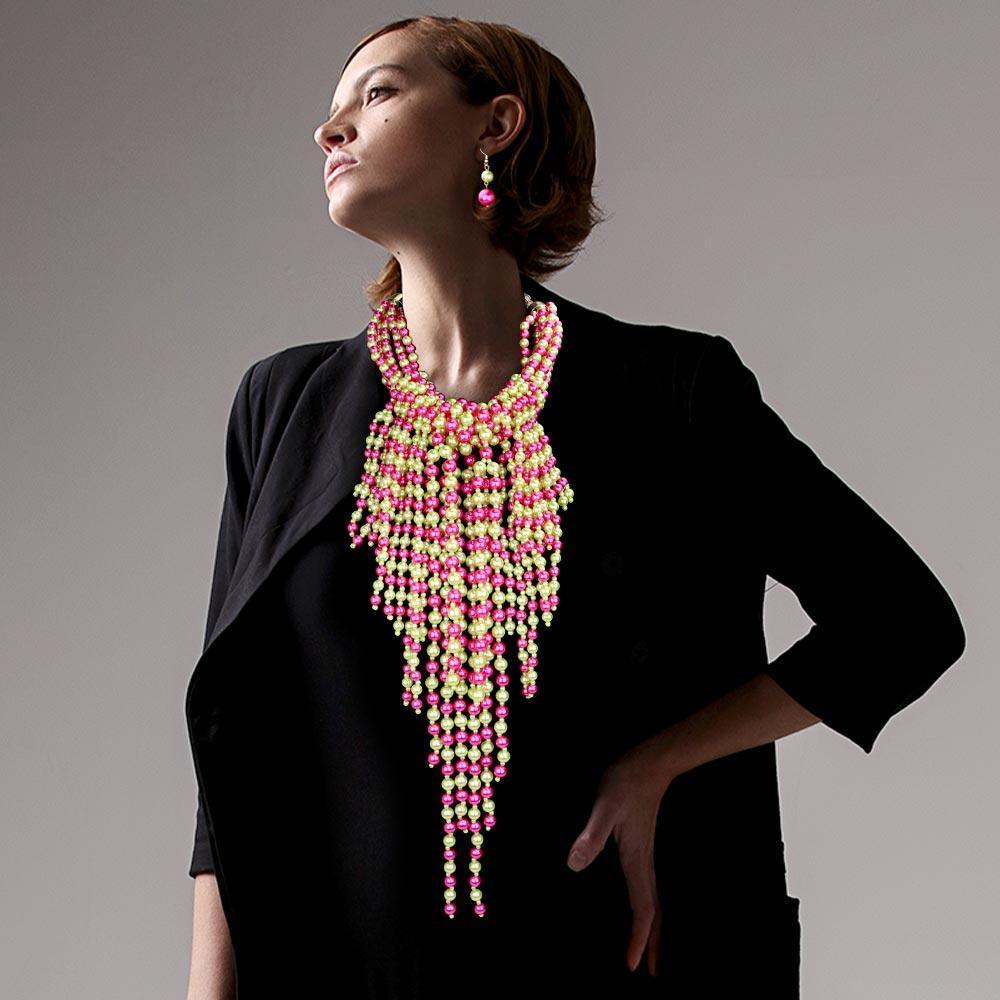 Pink Multi Pearl Strand Statement Necklace - Jewelry Store by Erik Rayo